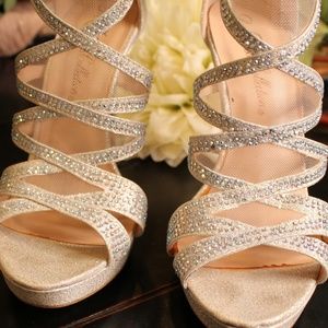 Elegant Silver Glittery De Blossom Collection Heel